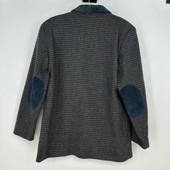 Vintage Braebrook Wool Plaid Blazer Suede Elbow Patch Size 10 Academia Preppy - Picture 12 of 12